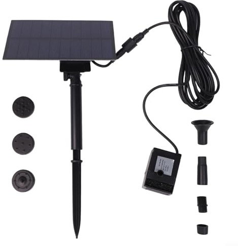 Sogoluat Kit de bomba de fuente solar, 5 W 5 V, bomba solar para fuente de jardín con motor sin escobillas, flujo de 160 l/h, altura de pulverización de 50 cm, para decoración de estanques