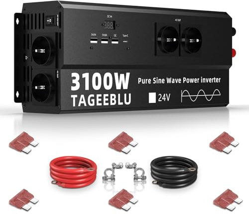 TAGEEBLU 3100W Inversor 24v 220v Onda Pura, Transformador 24v a 220v camion