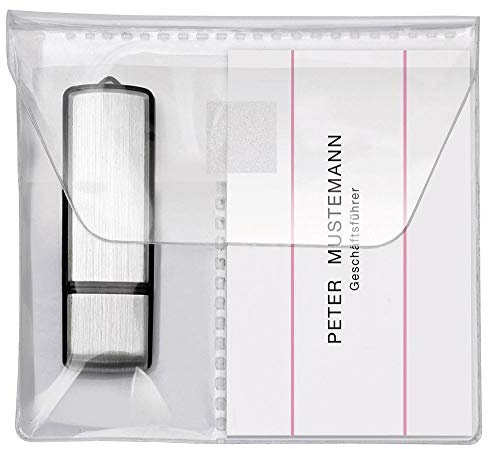 VELOFLEX 2256100 - USB Stick-Hüllen, Visitenkartenhülle, PP-Folie, 10 x 10 cm, selbstklebend, glasklar, 100 Stück