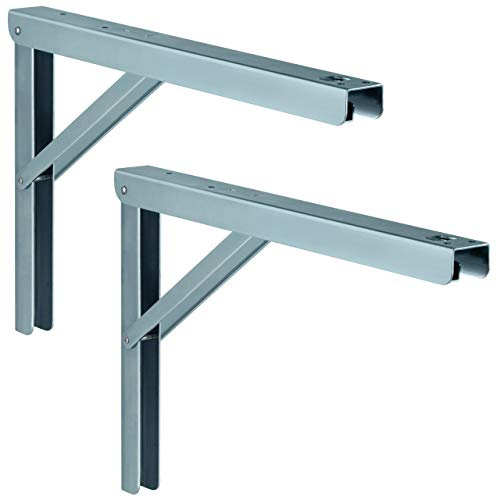 Gedotec 2X Klappkonsole 400mm hohe Tragkraft 180kg - Klappbare Tischkonsole Profi-LINE aus massivem Stahl Made in Germany - Tisch Verlängerung, Wohnmobil-Möbel Metall-Konsole verstellbar, Schwerlast