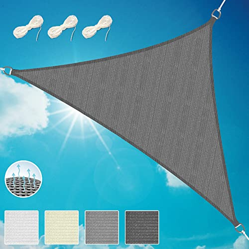 Sol Royal Sonnensegel dreieckig wasserdurchlässig HDPE UV Sonnenschutz Pool | 7x5x5m Anthrazit atmungsaktiv Balkon Terrasse Segeltuch Segel Camping – Atmungsaktiver Garten Beschattung Shade Sails HS9