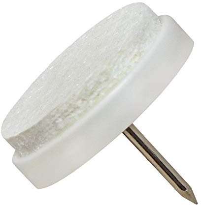 Adsamm® / 16 x Filzgleiter mit Nagel/Weiß/Ø 24 mm/rund/Möbelgleiter mit Stift in Premium-Qualität