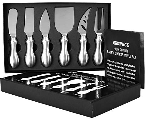 WoneNice Cheese Knife Set, 6-Piece Stainless Steel Knives for Charcuterie, Gift for Mother's Day Wedding Housewarming Christmas