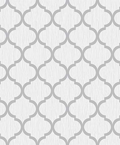 Crystal Trellis by Debona White/Silver Glitter Wallpaper (8896)