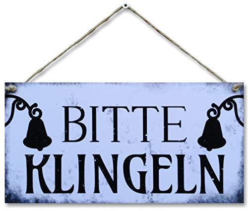 CARISPIBET Bitte klingeln schild Hauptdekoration Türschild Vintage-Look Willkommensschild 15x30cm