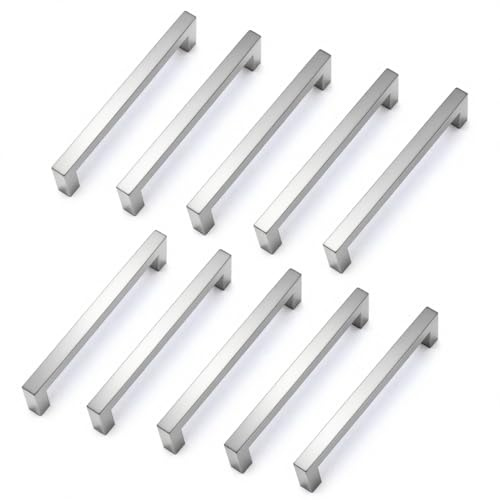 Drenky Möbelgriffe, Schrankgriffe Edelstahl 10 Stück Silber Griffe Küche mit Schraube 160 mm Lochabstand für Küchenschränke, Schublade