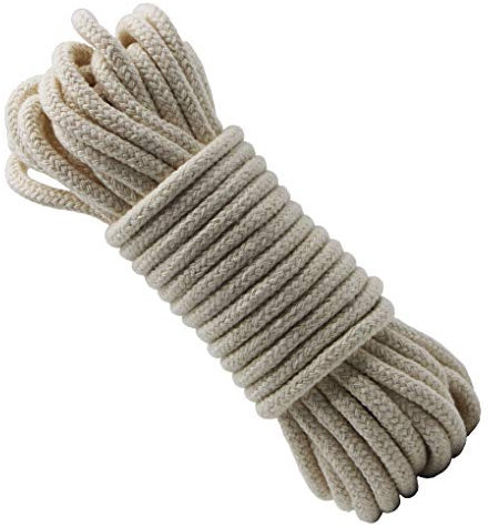 Jukway Cordoncino di Cotone Rotondo 5 mm - Corda Intrecciata con Anima in Cotone Naturale - Cavo Versatile per Cucire, Legare, Decorazioni, Artigianali Fai-da-Te - Bianco Grezzo (10 Metri)
