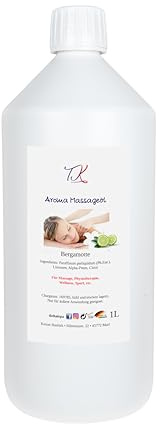 Huile de massage aromatique pour massage, physiothérapie, bien-être et bien plus encore, qualité médicinale (1l, bergamote)