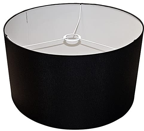 Pantalla 450 x 260 mm Diámetro x Altura | Cilindro | Algodón negro | Casquillo E27 | Para lámparas de mesa, lámparas colgantes y de pie | Pantalla de 45 x 26 cm | Pantalla de 45 cm | Pantalla de 45 cm