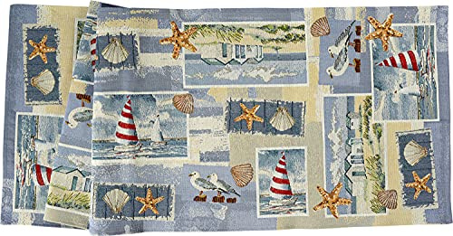 Sander Gobelin Tischset Tischbänder Tischläufer 'Beach House ', Verschiedene Größen, Mehrfarbig, Größe:Tischläufer 32 x 96 cm