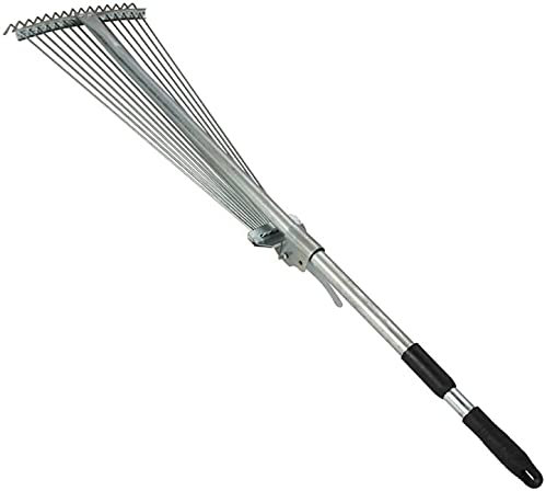QIANMEI Harke Laubbesen Kleinrechen Leichter Garten Garten Laub Rake | Teleskopweiterung Metall Unkraut Rechen mit verstellbarem Griff | Für schnelle Reinigung von Unkraut
