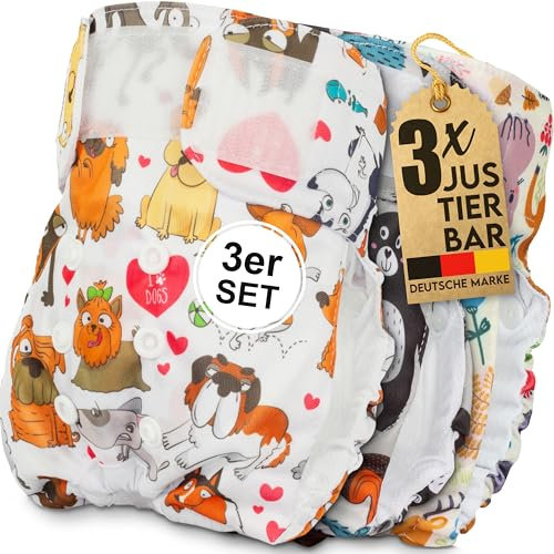 HUND IST KÖNIG Hundewindeln für Hündinnen (3 Stück) - Hochabsorbierende Läufigkeitshose für Hündinnen mit 3-Fach Justierung - Umweltfreundliche Hunde Windeln, Hundehöschen Läufigkeit & Inkontinenz