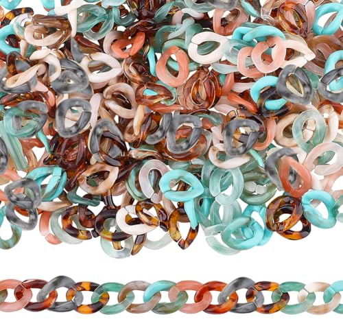 SUPERFINDINGS 700 Stück 7 Farben Kleine Acryl Verbindungsringe Schnellverbindungsverbinder 13x10mm Offene Verbindungsringe Handgefertigte Acrylketten Für Schmuck Brillenketten Zum Basteln