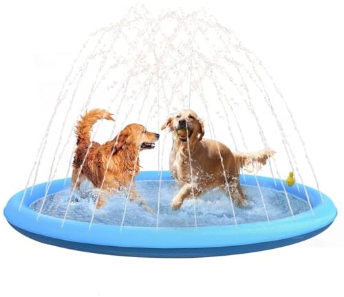 Splash Sprinkler Pad for Dogs - 170cm Thicken Dogs Pet Swimming Pool Bathtub, Pet Summer Backyard Playset & Water Toys, Gift for Dogs (67)