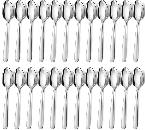 BEWOS 24 Piezas de Cucharas Para Sopa, Cucharas Soperas de 8 Pulgadas (20,4cm), Cucharas de Acero Inoxidable, Pulidas a Espejo, Aptas Para el Lavavajillas, Cucharas Pequeñas Para el Hogar y el Hotel