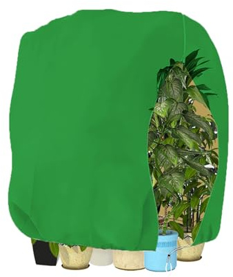WEALSFUN Winterschutz für Pflanzen,Winterschutz Kübelpflanzensack Schutzhülle für Pflanzen als Baum Palmen Balkonpflanzen haube Zelt Atmungsaktiv - Reißfest,Grün 120x180cm