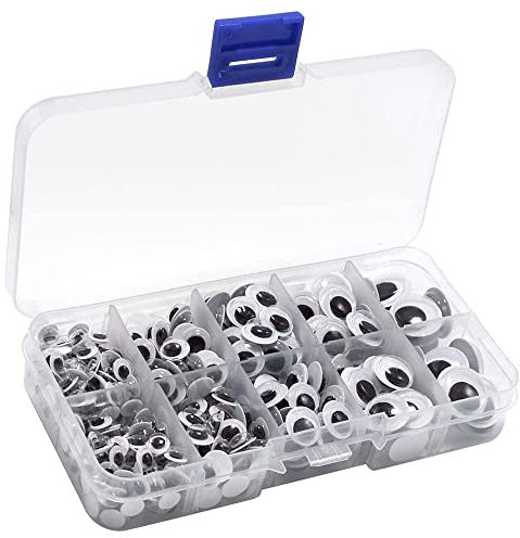 FKEYTO 450 Stücke Selbstklebende Wackelaugen, 6mm 8mm 10mm 12mm 15mm Googly Eyes Assorted Sizes