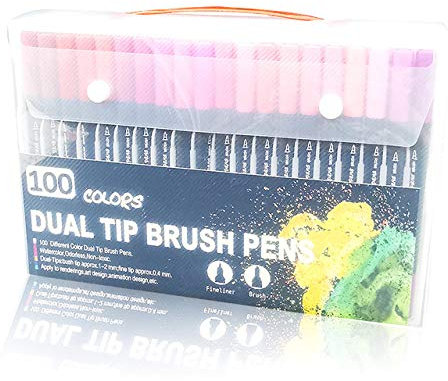Aquarellstift 120 Farben Dual Brush Art Markers Pen für Aquarell Fineliner Zeichnen Malen Kalligraphie Schriftzug Schule Künstlerbedarf 120 schwarze Farben (schwarz100 Farben) (100 schwarze Farbe