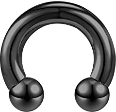 ZS Chirurgenstahl Hufeisen Circular Barbell Ringe, 00G 0G 2G 4G 6G 8G 12G 16G Dick PA Rings, CBR Nasenring Septum Ohr Piercing Körperschmuck (Schwarz,4G,16mm)