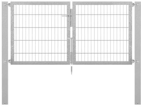 Alberts 636463 Doppeltor Flexo Plus mit Zubehör | verschiedene Breiten und Höhen | Pfostenstärke 100 x 100 mm | feuerverzinkt | Breite 200 cm | Höhe 100 cm