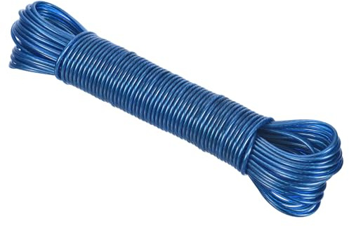 PATIKIL Cuerda de Tender Recubierta de Plástico, 1/8 Pulgada X 66 Pies, al Ambre de Acero Extra Resistente para Secar la Ropa, Colgar al Aire Libre, Azul