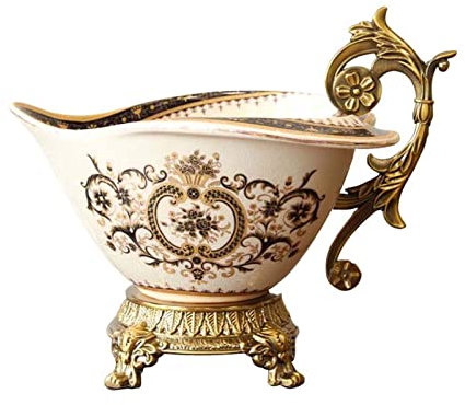 Fruit Bowls Fruit Bowl Nouveau Style Chinois Rétro Unique Oreille Poignée Assiette De Fruits Maison Salon Décoration Céramique Plat De Fruits Porcelaine Bonbons Bol Fruit Basket