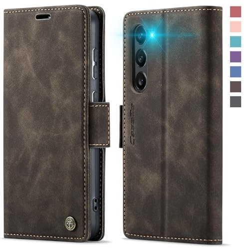 XYGLOW Handyhülle für Samsung Galaxy S23 5G Hülle Klappbar Premium PU Lederhülle Klapphülle【RFID Schutz】 Kartenfach Standfunktion Schutzhülle für Samsung S23 5G Flip Case Wallet Tasche Cover, Kaffee