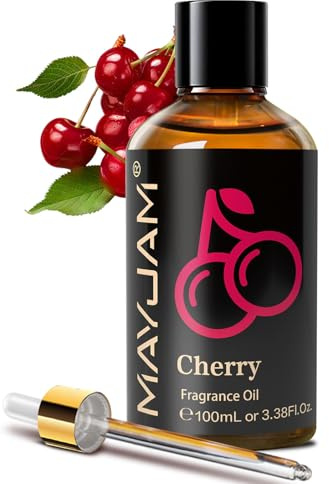 MAYJAM Fragrance Oil - 100ML Cherry Aromatherapy Oils | with Glass Dropper, Long Lasting Aroma, Diffuser Oil for Humidifier, Diffuser, Making Candle, Soap and Bath Bombs