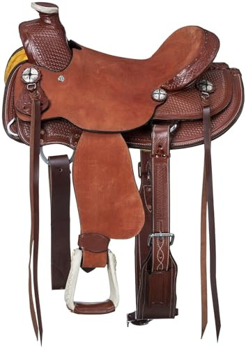 Westernsattel aus Leder, 35,6 cm bis 45,7 cm, Roughout ST-WLS-124 (40,6 cm Sitz)