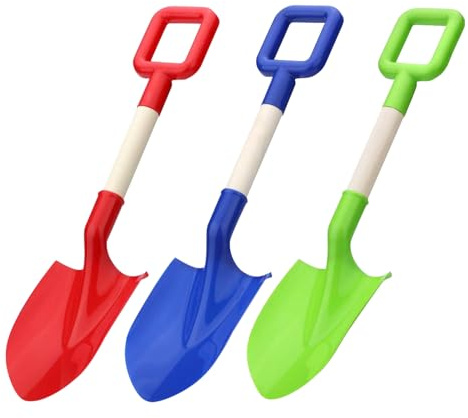 Satiskid 3 pezzi Pale da spiaggia per bambini, 40 cm, pala da sabbia per bambini, con manico in legno, resistente, pala da neve per bambini, spiaggia, attrezzi da giardino, per sabbia, cortile estivo