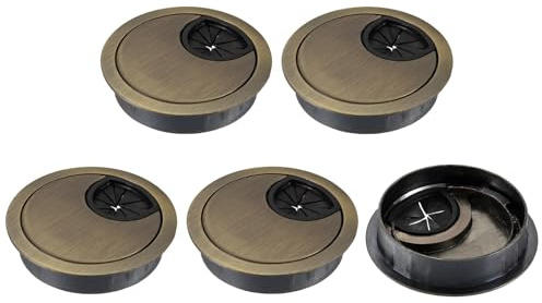 sourcing map 5Pcs Cable Hole Cover 2-1/8 Inch Zinc Alloy Desk Cable Wire Cord Grommet Hole Cover for Office Computer Desk Wire Organizer, Bronze