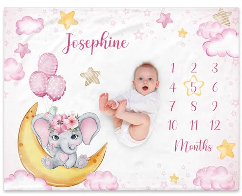 NIBESSER Personalisierte Baby Meilenstein Decke Monatsdecke Kinder Kuscheldecke Flauschige Babydecke Neugeborenen Geschenk Kuscheldecke