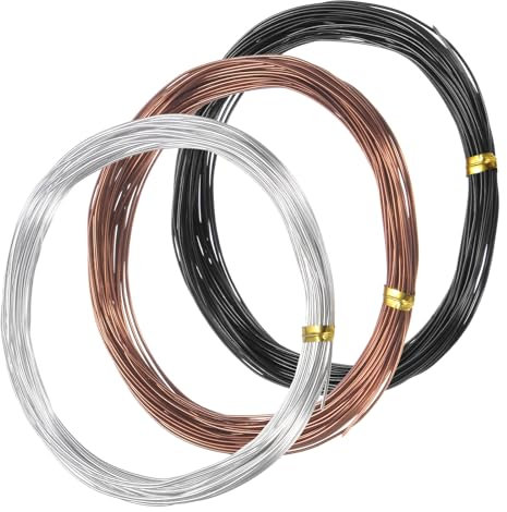 M METERXITY 3-Rotoli 0.8mm Filo Allenamento Bonsai, 98.4Ft Totali Filo Alluminio Anodizzato Bonsai per Forma Alberi Bonsai/Fissaggio Rami/Trattenimento Tronco[32.8Ft Ciascuno, 3 Colori]