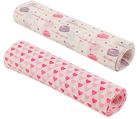 Amosfun Papier Sulfurisé Résistant à L’huile 100 Feuilles Motif Macaron Et Cœur, Papier D’emballage Alimentaire Qualité Sûre, Pâtisserie Et Préparation Culinaire à Domicile, Lot 2 Boîtes 50 Pcs