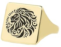Afrikanischer Löwe Gold Siegelring - Benutzerdefinierte Löwe Ring - Löwe Graviert Ring - Quadratischen Ring Geformt