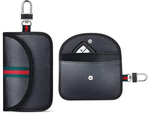 Faraday - Confezione da 2 custodie per chiavi dell'auto, custodia RFID per la sicurezza dell'auto, protezione antifurto senza chiave, custodia per chiavi auto, set regalo per auto (nero)