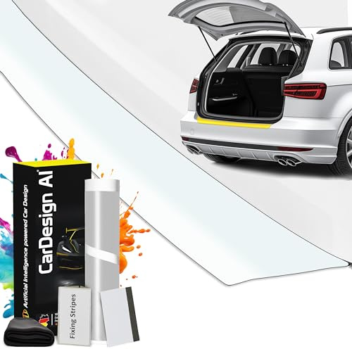 CarDesign AI Ladekantenschutz passend für VW ID.7 / ID7 / ID 7 2023-2028 (5-Türer Tourer/Kombi): Komplettset mit passgenauer Lackschutzfolie, Kratzschutz für Kofferraum/Stoßstange Auto (Transparent)