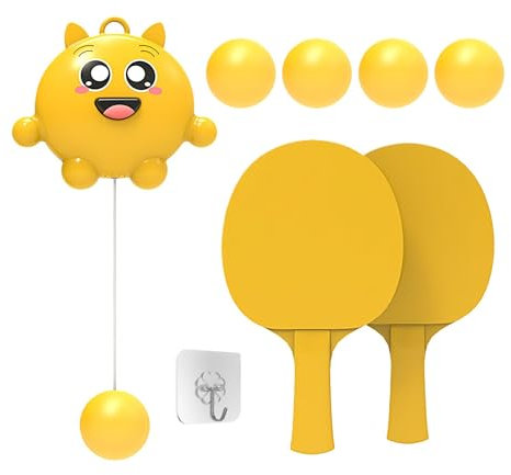 Tragbares Tischtennis-Trainer-Set, tragbares Tischtennis-Trainer-Set zum Aufhängen,Pong-Trainer-Set zum Aufhängen | Cartoon-gelbe Türausrüstung, hängende Tischtennisausrüstung für den Innenbereich für