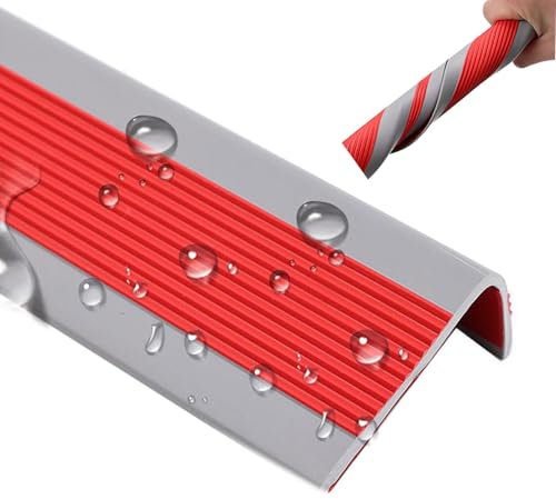 Selbstklebend Winkelprofil Anti-Rutsch Treppenkante, PVC Treppenkantenprofil, Treppen-Winkelprofil Mit Rillen, Bodenprofil Ungelocht Zum Kleben, Für Außen-und Innentreppen, Kantenschutz-Formleiste(1.4