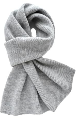 Solid Gray Serie 100% Kaschmir-Schal, für Damen und Herren, gestrickt, weich, warm, dicker Schal, hellgrau, One size