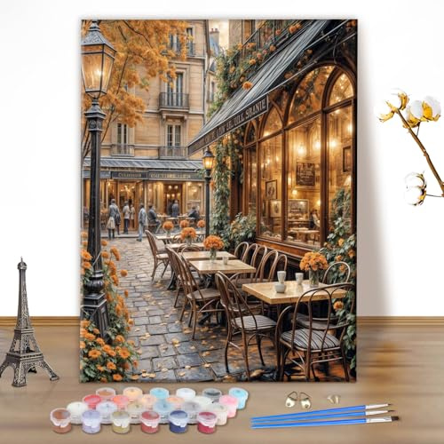 MEIYUDA Peinture par Numero Adulte Charme Européen 40x50cm(sans Cadre) | DIY Kit Peinture Paysage Urbain, Pinceaux de Dessin de Pigment Acrylique, Loisirs Créatifs Decoration Maison Cadeau