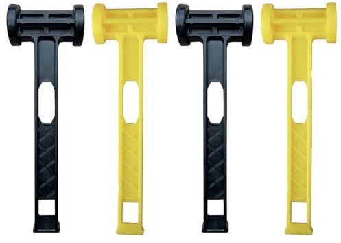 4PCS Camping Mallet Hammer, Plastic Camping Mallet, Puller Removing Tool, Mallet Tent Peg Remover, Portable Mallet Ground Nails Hammer, Hammer Accessories for Camping Hiking Fishing (Black/Yellow)