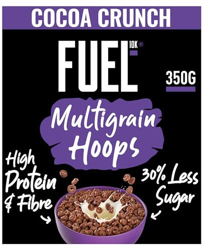 FUEL10K Chocolate Multigrain Hoops High Protein Breakfast Cereal, 350 g (Pack of 1)