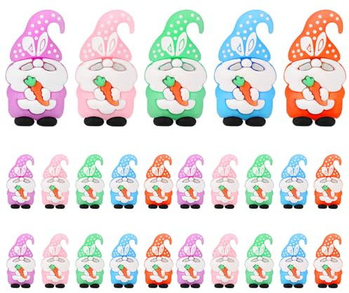 Lyreh 25pcs Mini Nains Jardin Miniatures en PVC, 5 Couleurs Petits Nains Décoration Pâques Cadeaux Fées Statues pour Accessoires de Jardin Printemps Ornements de Bureau