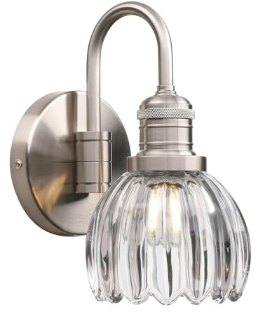 Pathson Vintage Col de Cygne Applique Murale Industriel E27 Luminaires Intérieur Abat-jour en Verre Tulipes Lampe Murale pour Salle de bains Cuisine Miroir