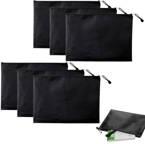 6 Stück Geldtaschen Banktasche, 18 * 24 cm A5 PU Banktasche, Geldscheintasche mit Reißverschluss, Bankmappe Groß, Bargeld Aufbewahrung, Dokumente Brieftasche für Schule, Haushalt, Business