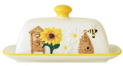 Lizhuzhuzs28 Mantequillera Mantequera Cuadrada de cerámica con diseño en Relieve, Ideal for Guardar Aceite en casa. Mantequera