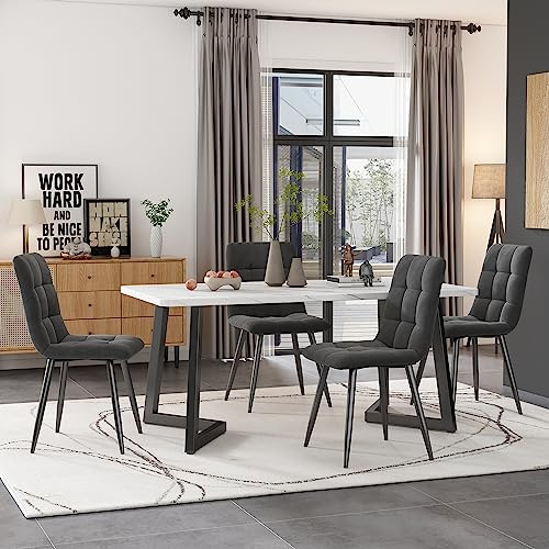 Oslghy Juego de Comedor Mesa y 4 Sillas, Juego de Mesa y Sillas Comedor 5 Piezas, 117x68x75 cm Tabla de Cena Rectangular Moderna, Dining Table and Chair Set, Terciopelo Silla de Cocina (Gris)