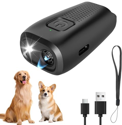 Ultraschall Anti Bellen Gerät für Hunde - Handheld & Auto Hund Bellen Abschreckung Geräte, Sicheres Humane Training Tool Indoor/Outdoor für Kleine Mittlere Große Hunde mit LED & Wiederaufladbar