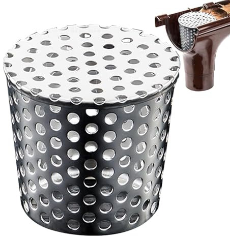 Tapa de filtro de tubo de drenaje de acero inoxidable 304 - Protección de canalones de bajante | Dispositivo de protección | Filtro protector de canalón D para canalones de agua para hojas y escombros